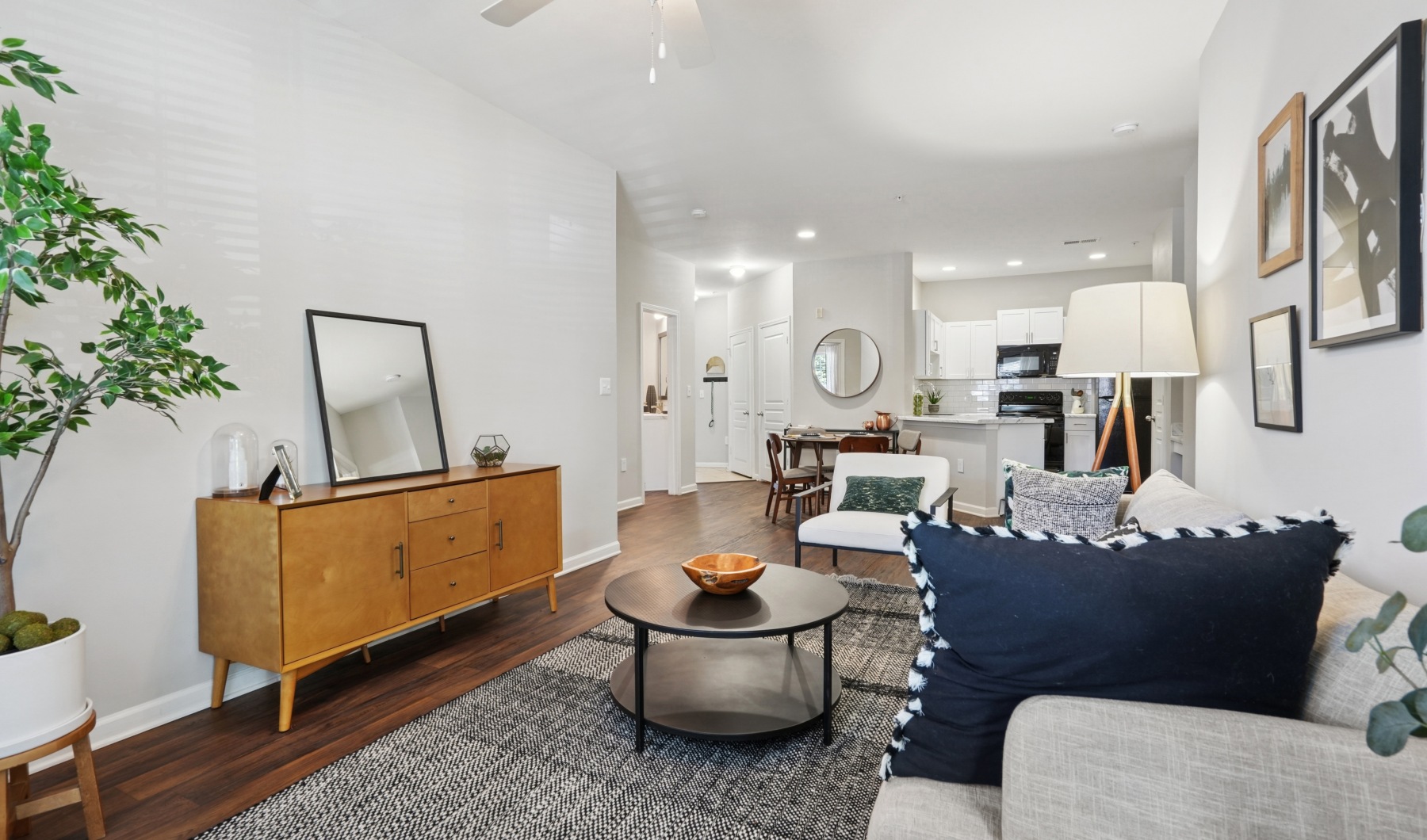 Spacious living room with natural light
